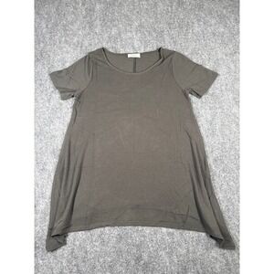 Zenana Women XL Dark Gray Short Sleeve Sharkbite Hem Tunic Top NEW